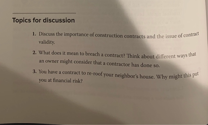 1. Discuss the importance of construction