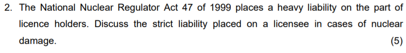 please answer 2. The National Nuclear Regulator