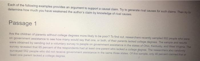 Critical questions Each of the following examples