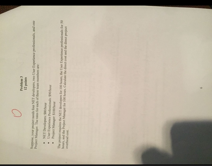 Problem 3 12 points Suppose, your project needs