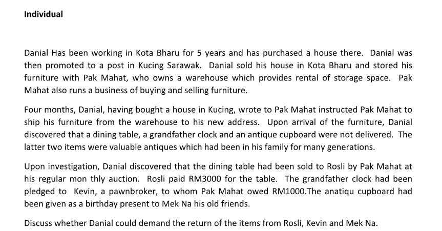 Law Question, no plagiarism thanks Individual