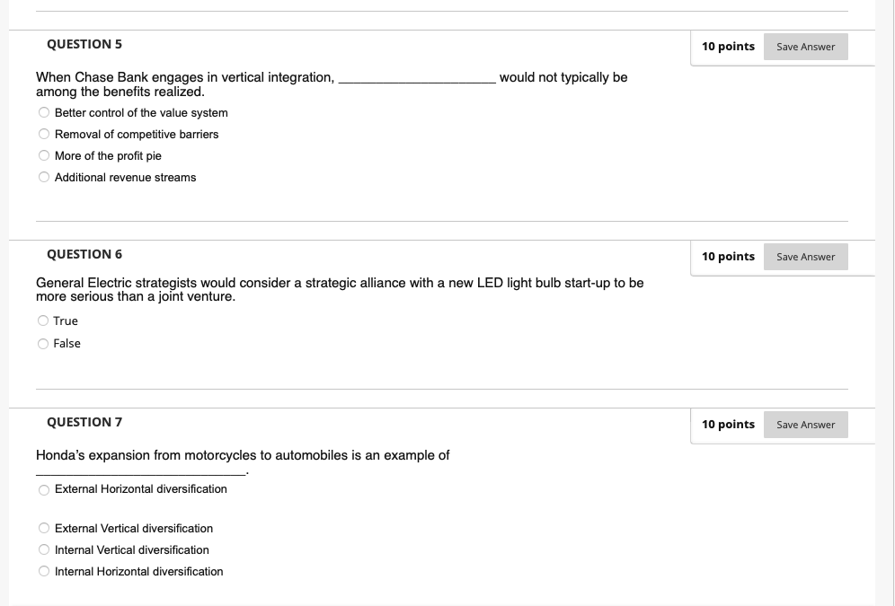 When Chase Bank engages in vertical integration,