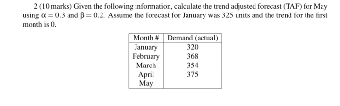 2 (10 marks) Given the following information,