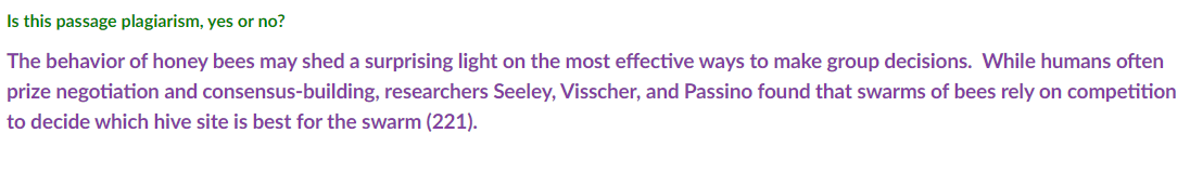 Is this passage plagiarism, yes or no? The