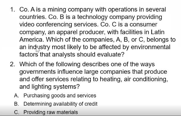 1. Co. A is a mining company with operations in