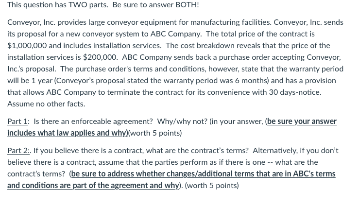 This question has TWO parts. Be sure to answer