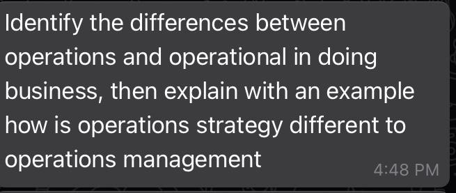 Identify the differences between operations and