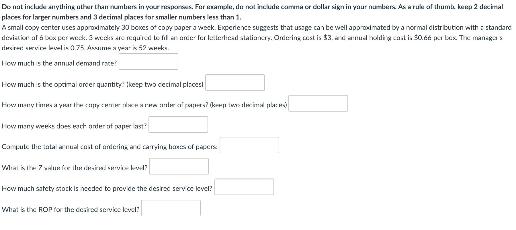Do not include anything other than numbers in