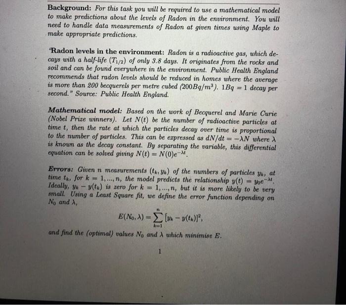 Background: For this task you will be required to