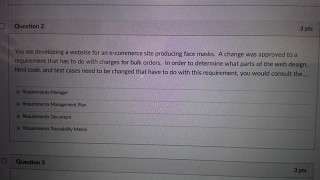 Question 2 3 pts You are developing a website for