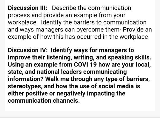 Discussion III: Describe the communication
