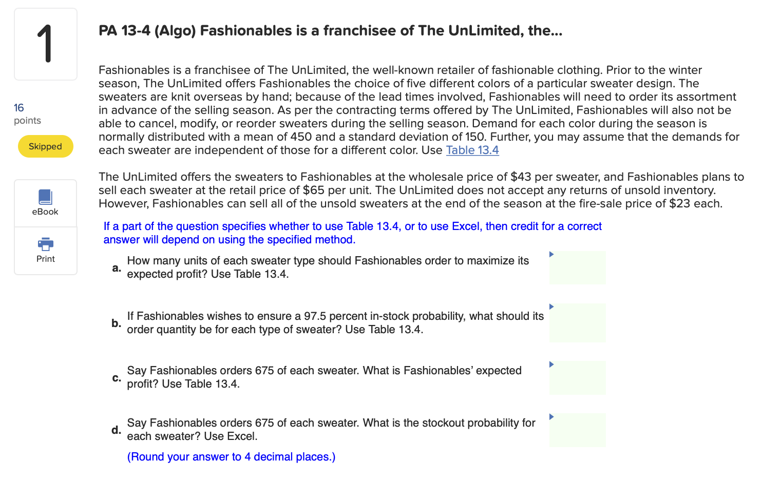 TABLE 13.4 The Distribution, F(Q), and Expected