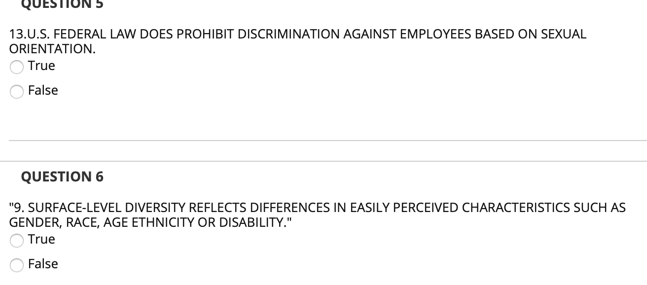 13.U.S. FEDERAL LAW DOES PROHIBIT DISCRIMINATION