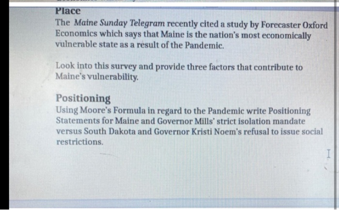 Place The Maine Sunday Telegram recently cited a