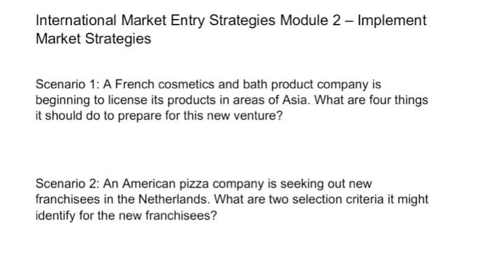 Marketing International Market Entry Strategies