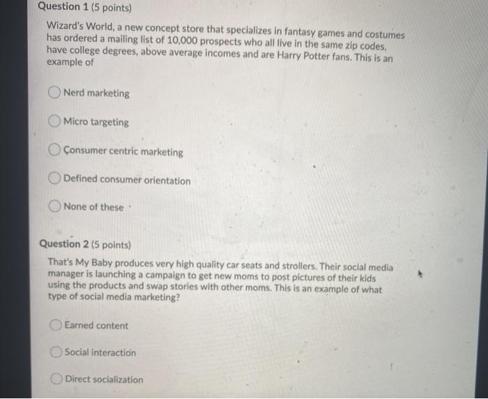 1 and 2 plzzz Question 1 (5 points) Wizard's