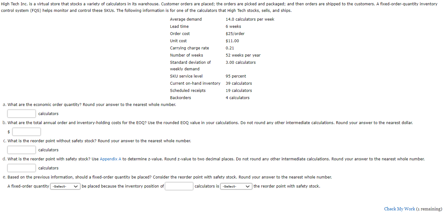 High Tech Inc. is a virtual store that stocks a