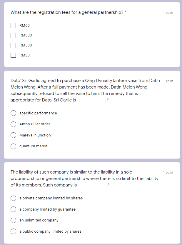 Sub: Malaysian business law Multiple choice