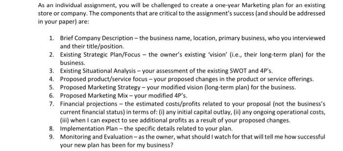 As an individual assignment, you will be