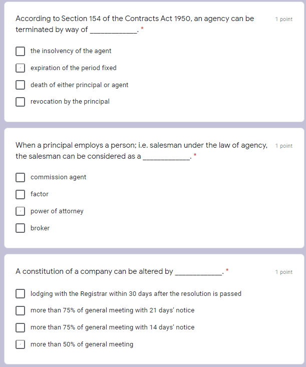 Sub: Malaysian business law Multiple choice