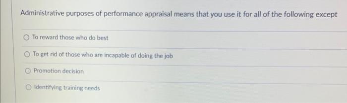 Administrative purposes of performance appraisal