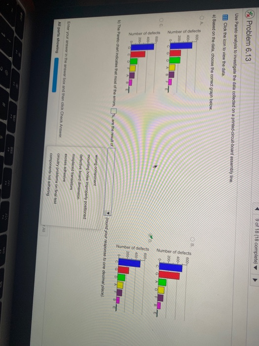 9 of 18 (18 complete) Problem 6.13 Use Pareto