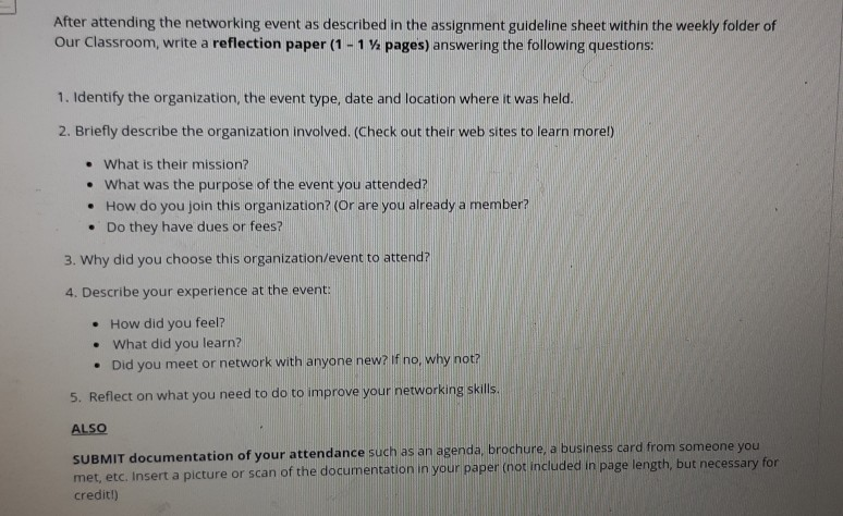 After attending the networking event as described