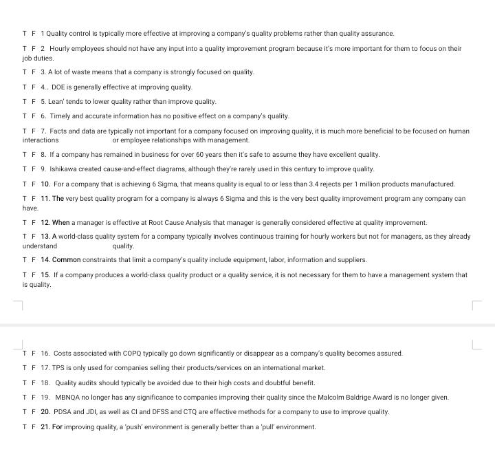 TF1 Quality control is typically more effective