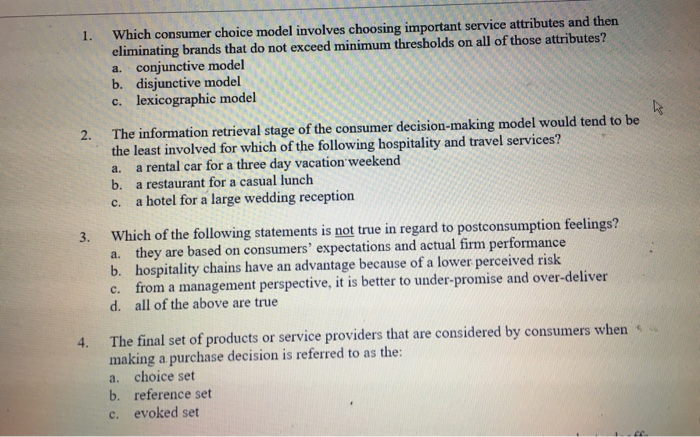 Which consumer choice model involves choosing