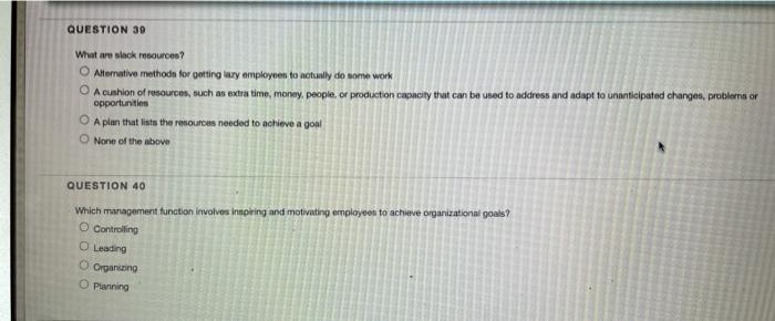 QUESTION 30 What are slack resources? Alternative