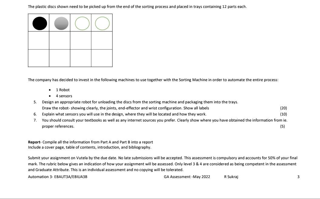 The plastic discs shown need to be picked up from