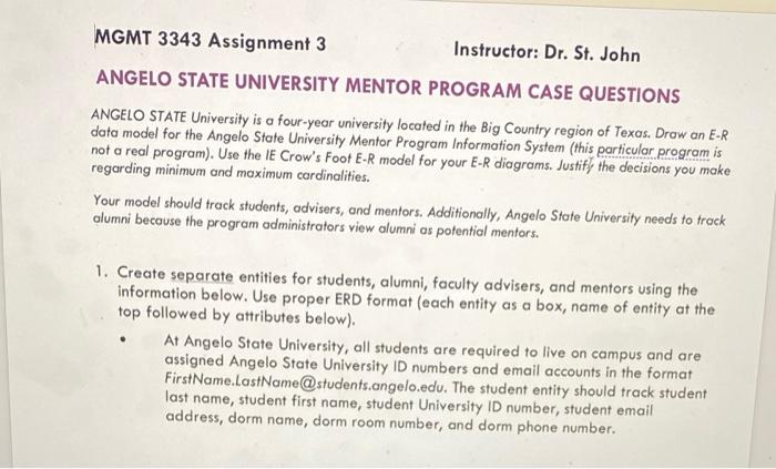 i need help with this assignment MGMT 3343