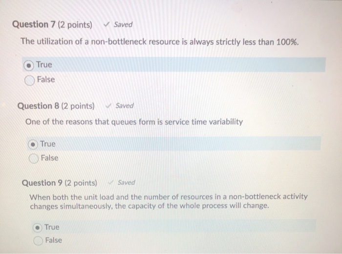 Question 7 (2 points) Saved The utilization of a