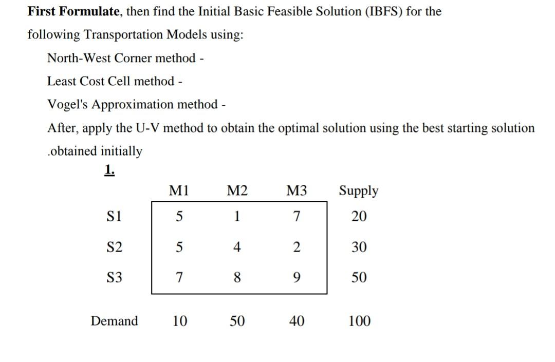 Solve this question in operations research First