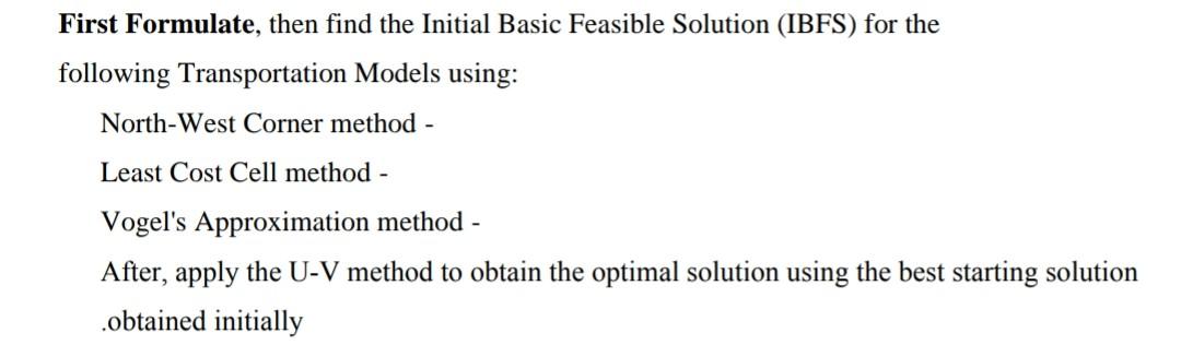 Solve this in operations research First