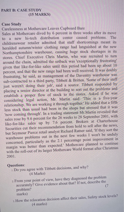 PART B: CASE STUDY (15 MARKS) Case Study