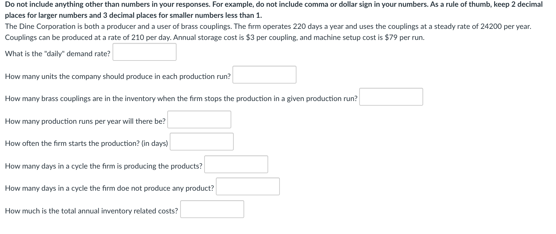 Do not include anything other than numbers in