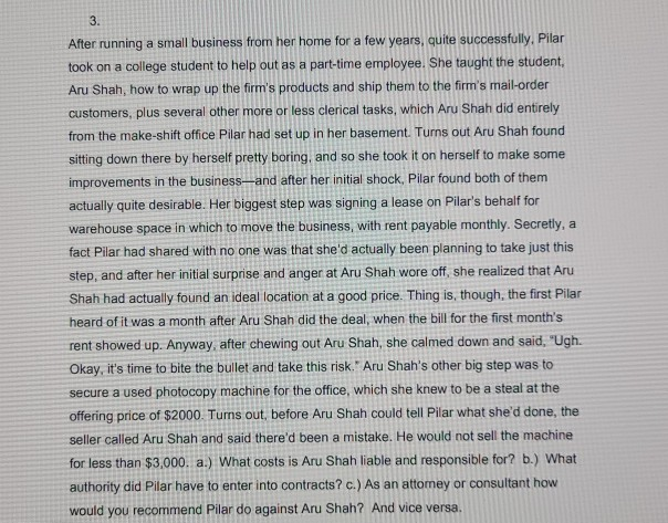 Business Law Class 3. After running a small