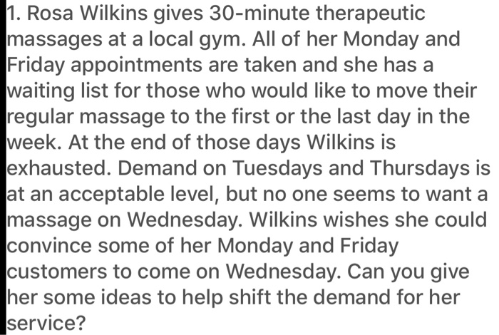 1. Rosa Wilkins gives 30-minute therapeutic