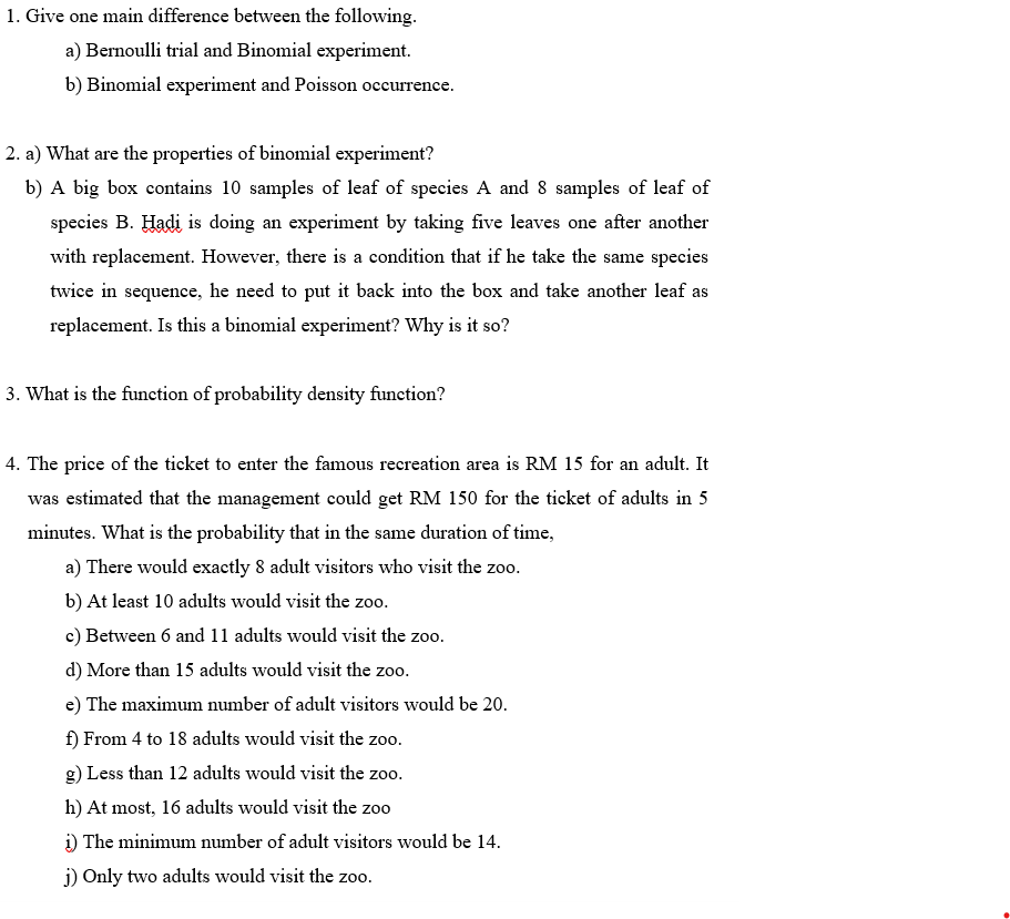 ANSWER ALL THE QUESTION. 1. Give one main