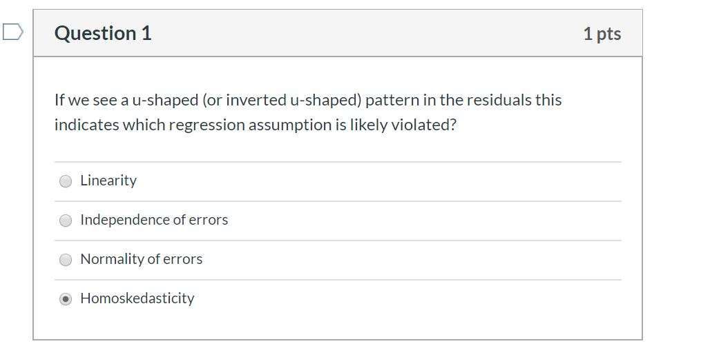 Are these answers correct? 1 pts Question 1 If we
