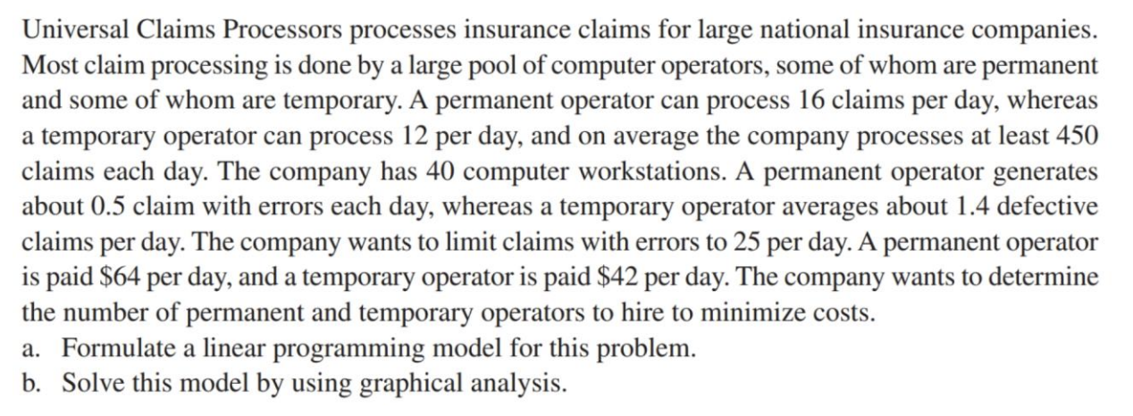 For this question, please formulate the problem
