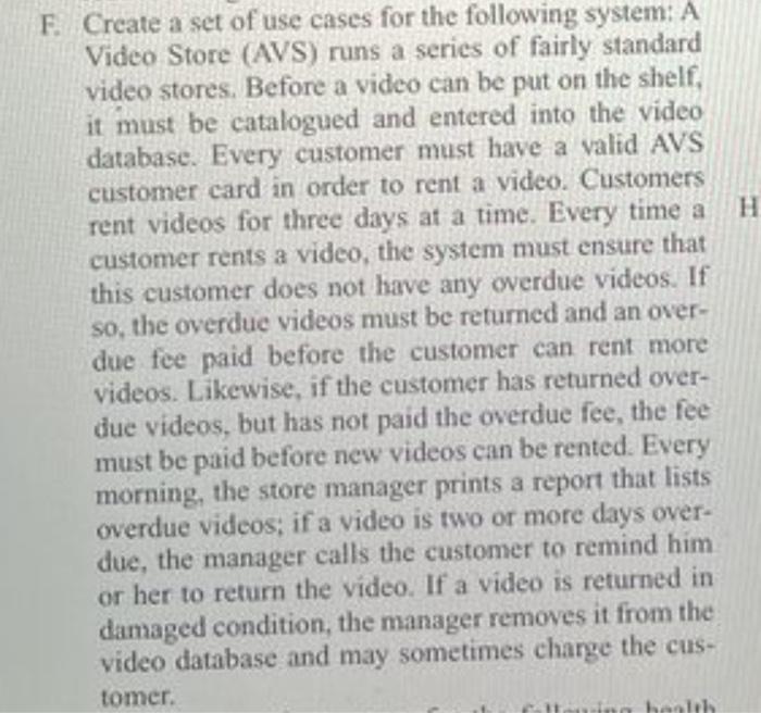 Create a set of use cases for the following