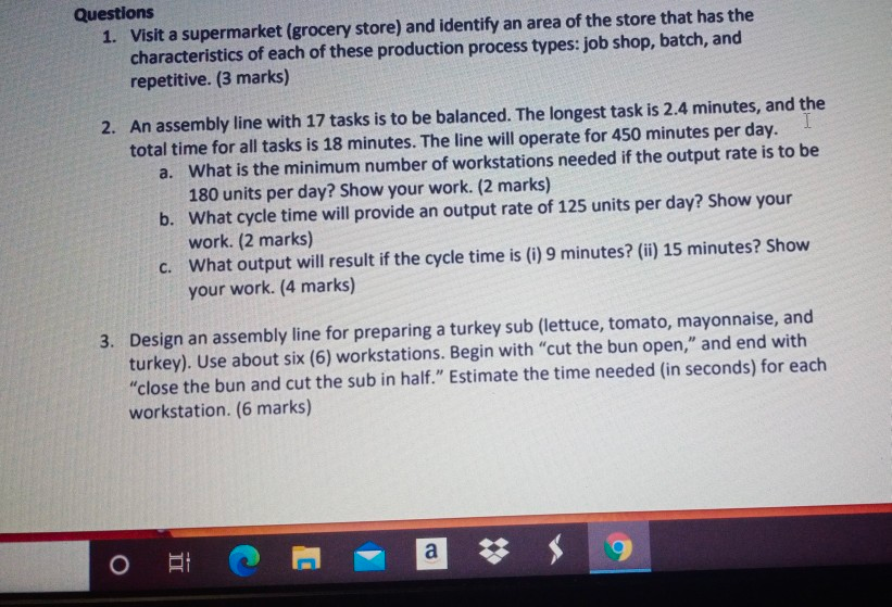 Questions 1. Visit a supermarket (grocery store)