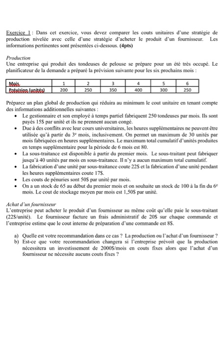 Exercice 1: Dans cet exercice, vous devez