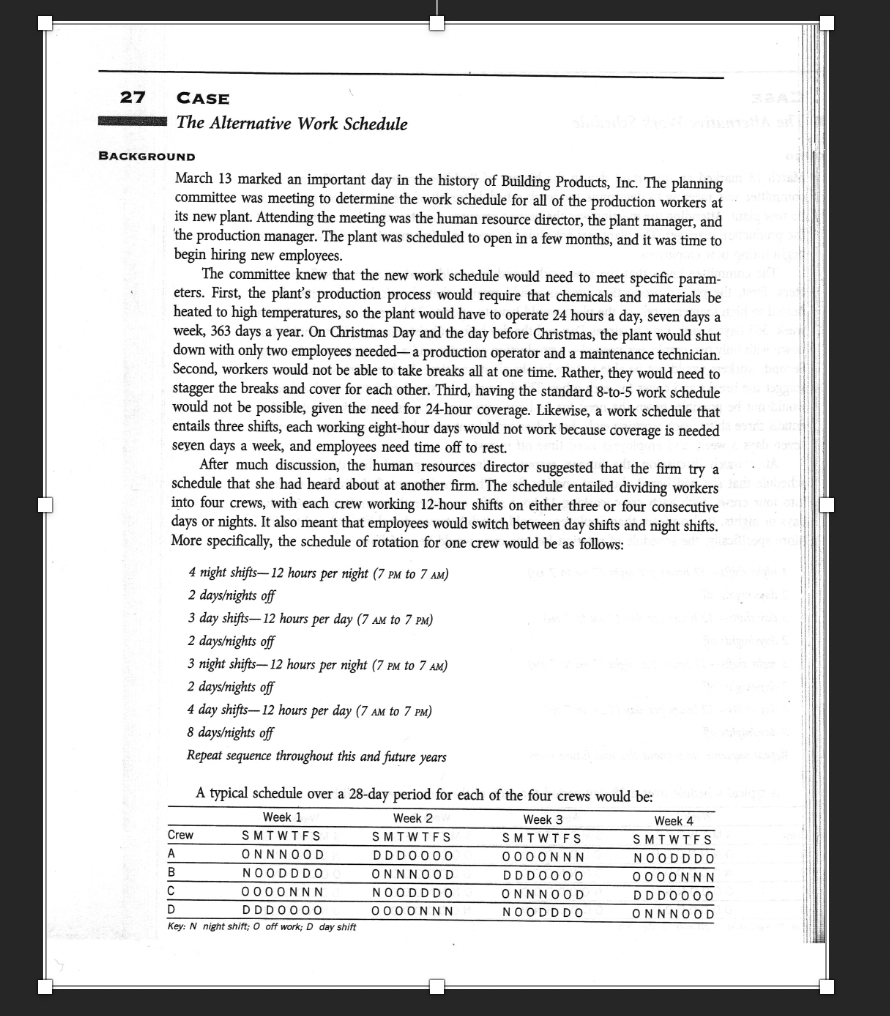 CASE The Alternative Work Schedule March 13