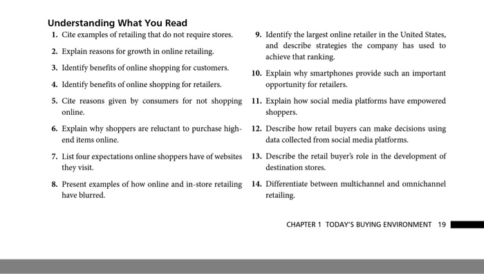 Understanding What You Read 1. Cite examples of