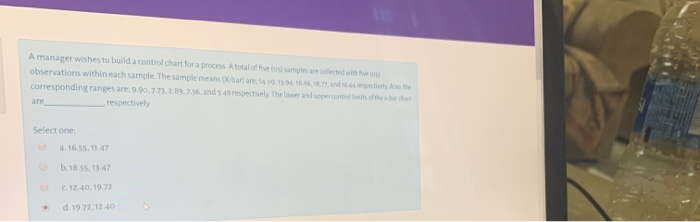 A manager wishes to build a control chart for a