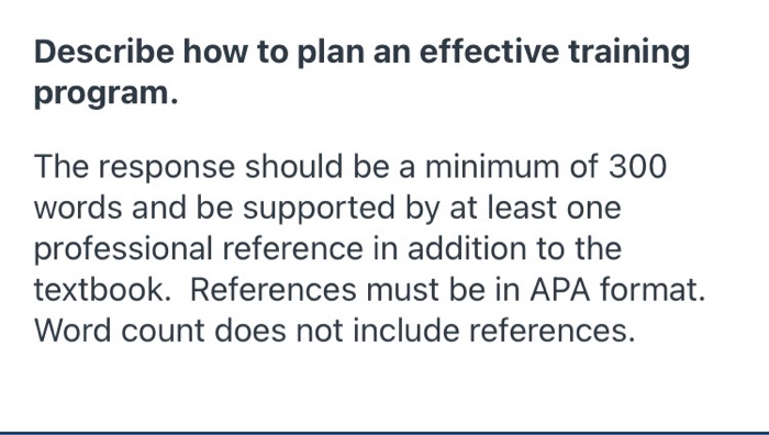 Describe how to plan an effective training