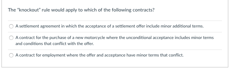 The "knockout" rule would apply to which of the